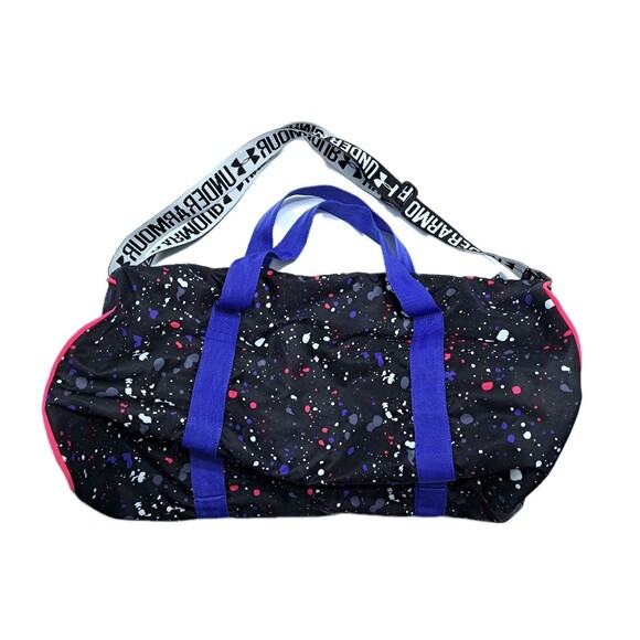 Under Armour Paint Splatter Duffel Gym Travel Weekend Black Womens Yoga Bag - Picture 2 of 6
